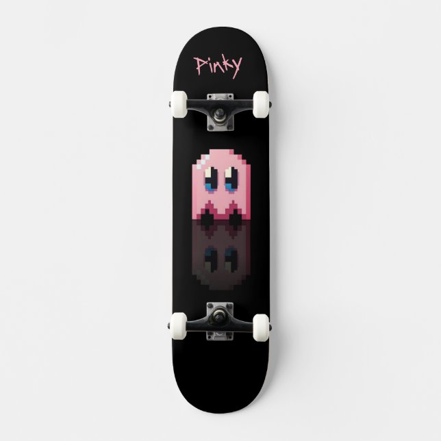 Skateboard ghost rose noir nom perso Fan art Pac-Man (Anverso)