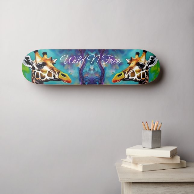 Skateboard Girafa de color (Arte de pared (horz))