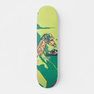 Skateboard Girafa de Street Retro con audífonos