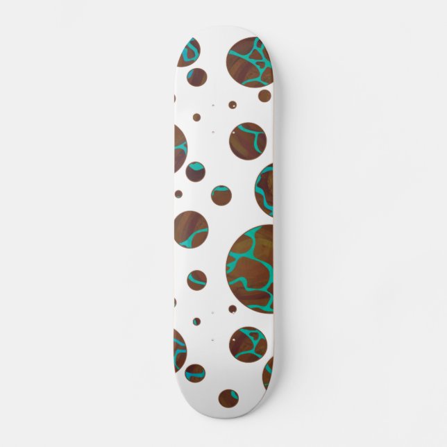 Skateboard Giraffe Brown y la impresión Verde azulada (Anverso)