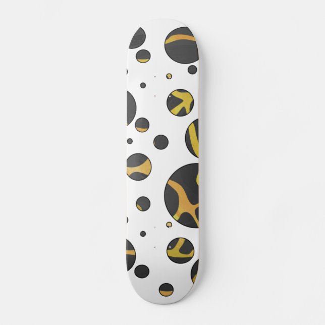 Skateboard Giraffe Impresión negra y amarilla (Anverso)
