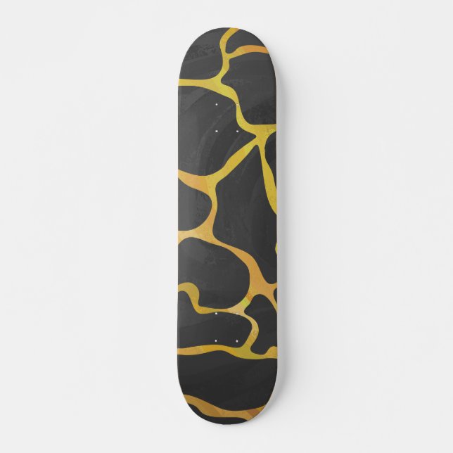 Skateboard Giraffe Impresión negra y amarilla (Anverso )
