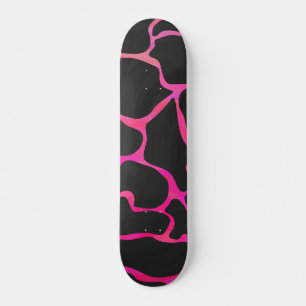 Skateboard Giraffe Impresión rosa y negra caliente