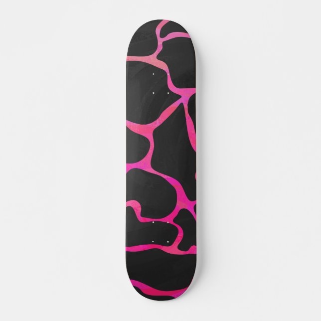 Skateboard Giraffe Impresión rosa y negra caliente (Anverso )