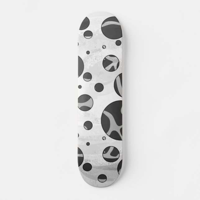 Skateboard Giraffe Polka Dot Black and Light Gray Print (Anverso)