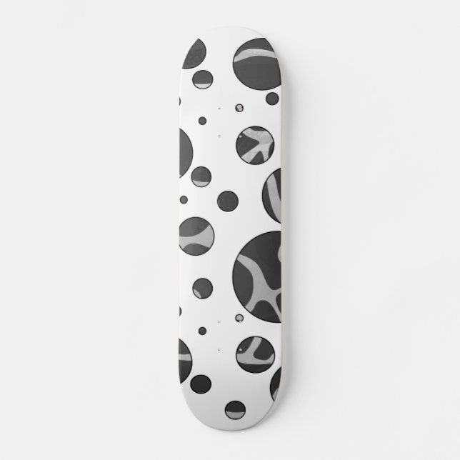 Skateboard Giraffe Polka Dot Black and Light Gray Print (Anverso)