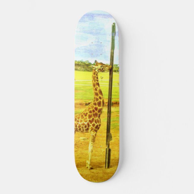 Skateboard Giraffe Watercolor, (Anverso)