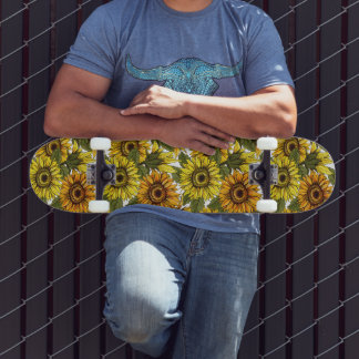 Skateboard Girasol dibujado a mano
