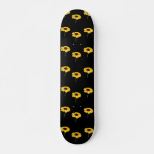 Skateboard girasoles amarillos en negro