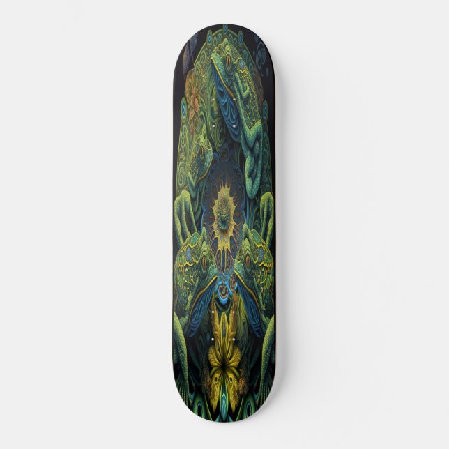 Skateboard Girly 3 Ranas Artistas Verdes (Anverso)