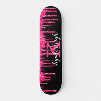 Skateboard Girly Black Hot Pink Purpurinas Dris Monograma Nom