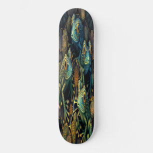 Skateboard Girly Cute Blue Gold Artistic Frots