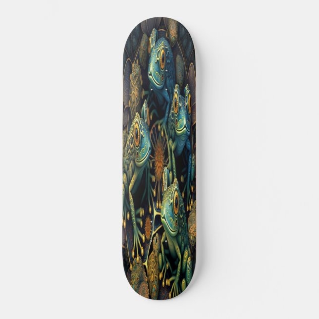 Skateboard Girly Cute Blue Gold Artistic Frots (Anverso)
