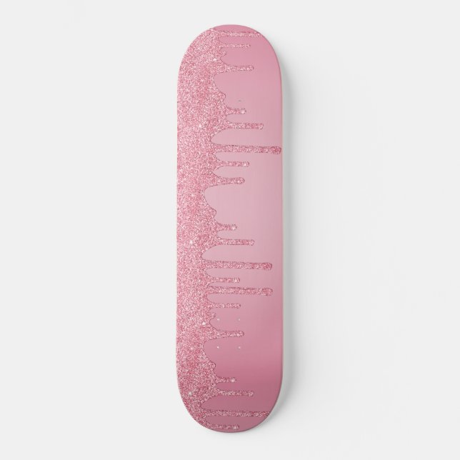 Skateboard Girly Guay Purpurina rosado goteo de espuma (Anverso)