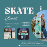 Skateboard Girly Mermaid Green Tail Blue<br><div class="desc">Una sirena con el cabello azul y una cola verde sobre un fondo verde. Cambie el nombre de su propia tabla de skateboard de sirena personal o elimine el nombre por completo.</div>