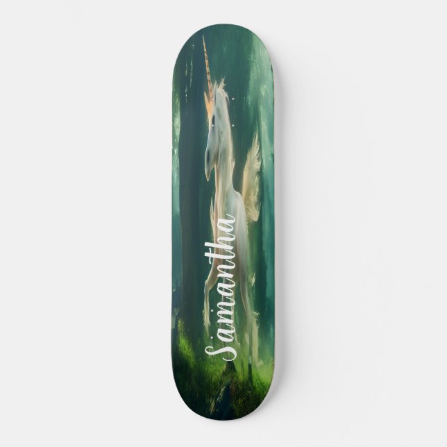 Skateboard Girly Old White Unicorn (Anverso)