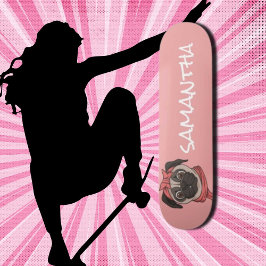 Skateboard Girly Pink divertido tierno