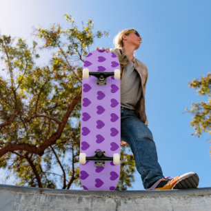 Skateboard Girly Purple Hearts Pattern