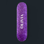 Skateboard Girly Purple Purpurina Glam Bling Modern<br><div class="desc">tablero de patinaje de bonito para esa muchacha.  Tan genial para todo ese patinaje.</div>