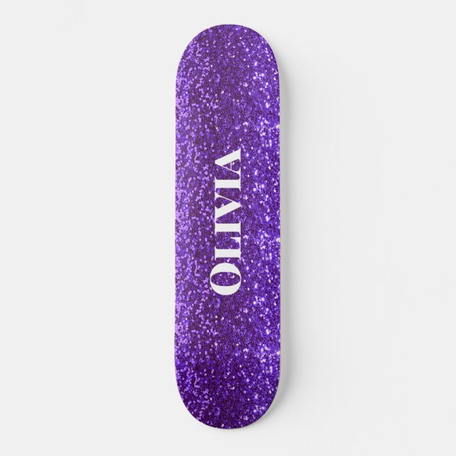 Skateboard Girly Purple Purpurina Glam Bling Modern (Anverso)