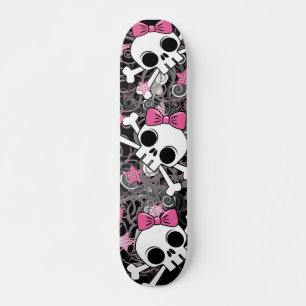 Skateboard Girly Skull y Crossbone