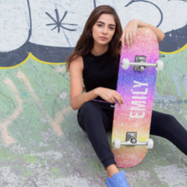 Skateboard Girly Sparkles Rainbow