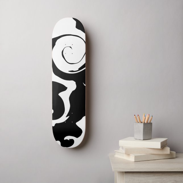 Skateboard Giro moderno de mármol negro y blanco (Arte de la pared)