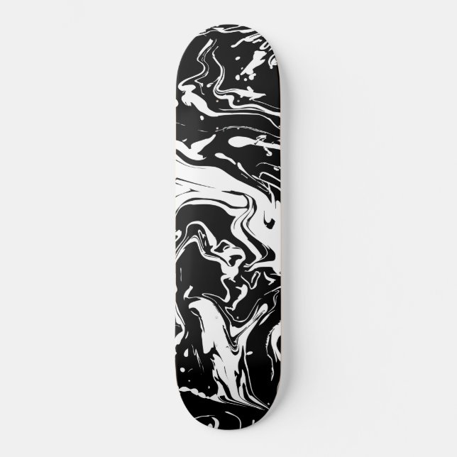 Skateboard Giros abstractos en blanco y negro (diseño actuali (Anverso)