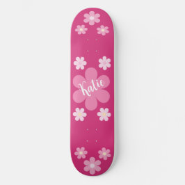 Skateboard Glam de flor rosa