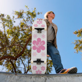 Skateboard Glam de flor rosa