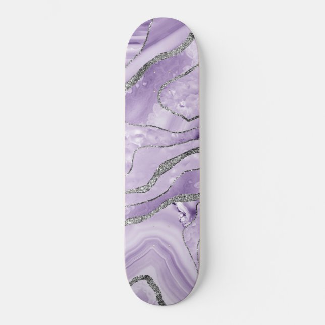 Skateboard Glam Purpurina de plata Lavender Agate #1 (Anverso)