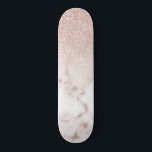 Skateboard Glamorous Rose Gold White Glitter Marble Gradient<br><div class="desc">This elegant and girly design perfect for the trendy and stylish fashionista. It features a faux printed rose gold sparkly glitter ombre gradient on top of a rose pink and white marble stone pattern background. It's glamorous, chic, luxurious, modern, and classy. ***IMPORTANT DESIGN NOTE: For any custom design request such...</div>