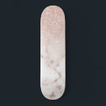 Skateboard Glamorous Rose Gold White Glitter Marble Gradient<br><div class="desc">This elegant and girly design perfect for the trendy and stylish fashionista. It features a faux printed rose gold sparkly glitter ombre gradient on top of a rose pink and white marble stone pattern background. It's glamorous, chic, luxurious, modern, and classy. ***IMPORTANT DESIGN NOTE: For any custom design request such...</div>