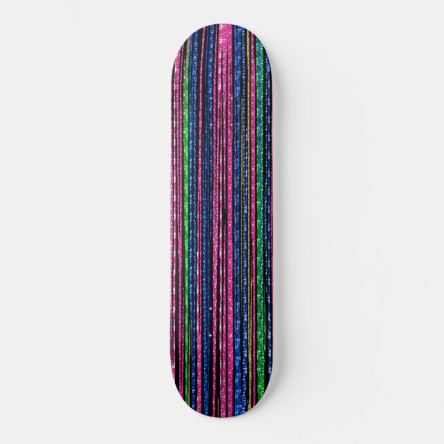 Skateboard Glitz y Glam Sparkly Stripes (Anverso)