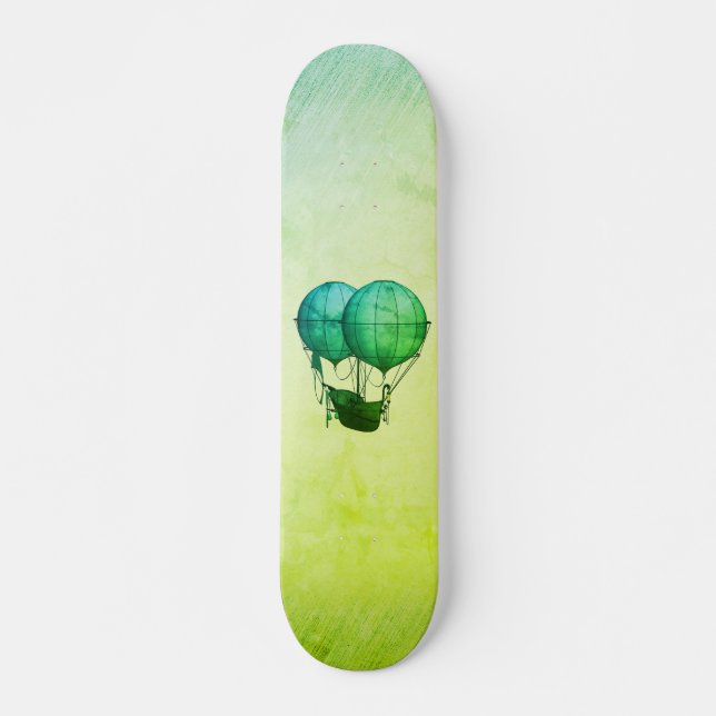 Skateboard Globos de aire caliente Steampunk con verde barco (Anverso )
