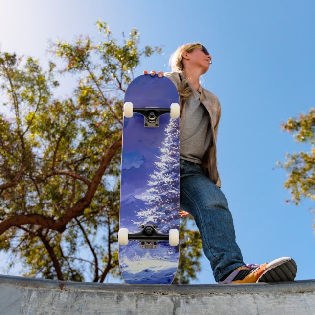 Skateboard Glowing Christmas Tree Snowy Mountain Landscape (Exterior 1)