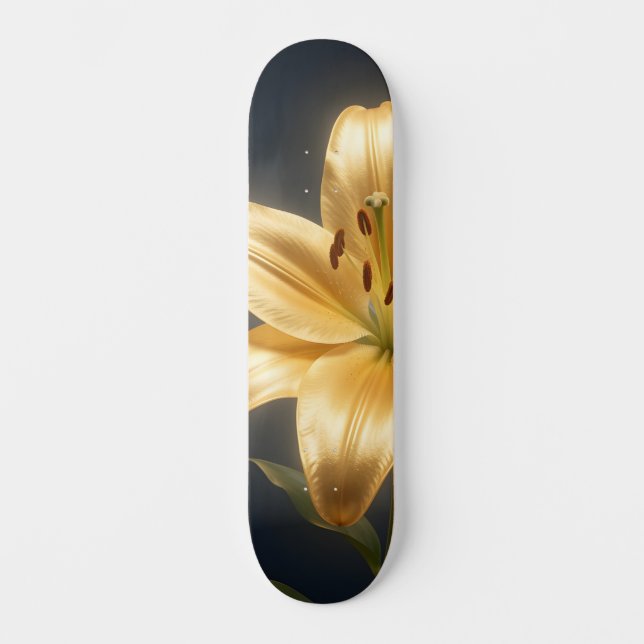Skateboard Glowing golden lily flower (Anverso)
