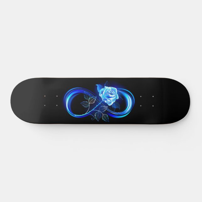 Skateboard Glowing infinity with blue rose (Horz)