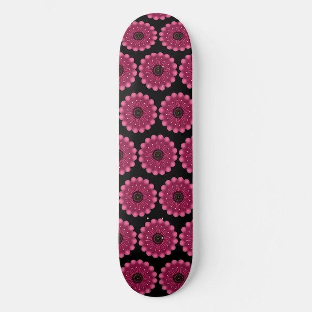 Skateboard Glowing Pink Fantasy Flower | Abstract Neon Floral (Anverso)
