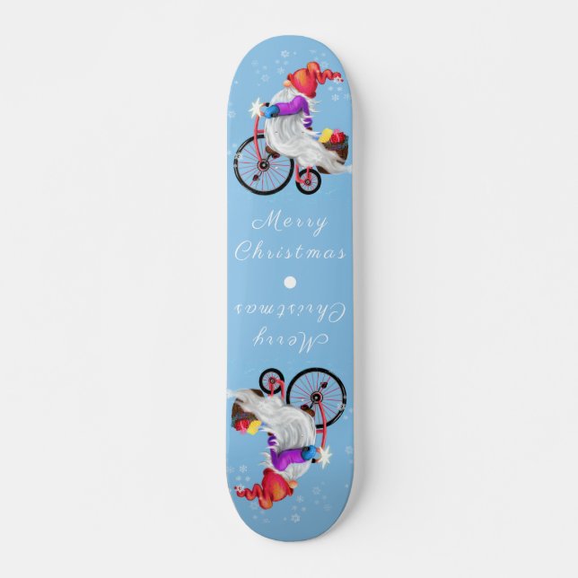 Skateboard Gnome divertido con bicicletas y regalos - Feliz N (Anverso )