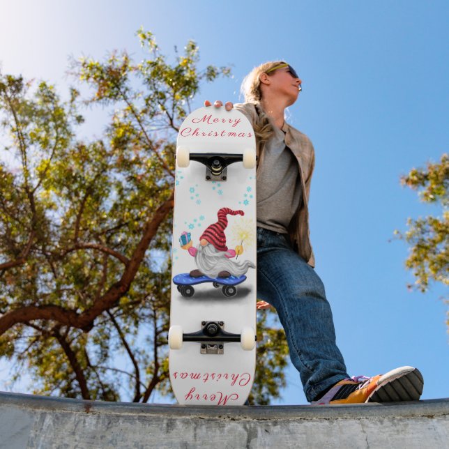 Skateboard Gnome feliz de patinaje con regalos Navidades de p (Exterior 1)