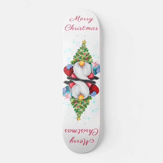 Skateboard Gnome lindo con Gorra y regalo de árbol de Navidad (Anverso)
