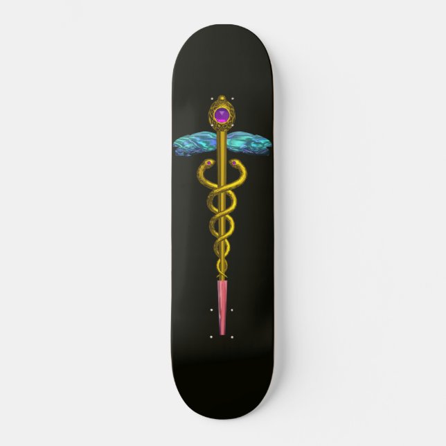 Skateboard GOLD CADUCEUS, negro (Anverso)
