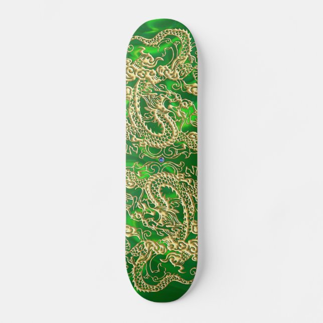 Skateboard Gold Dragon Green Satin Lush Skyboard (Anverso)