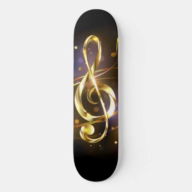 Skateboard Gold Treble Clef Music (Anverso)