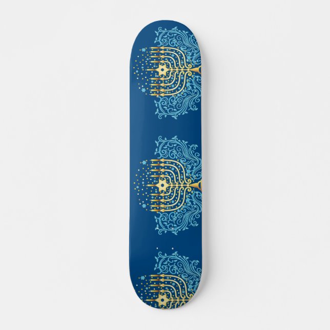 Skateboard Golden menorah Hanukkah festival de la luz (Anverso )
