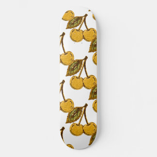 Skateboard Golden Metallic Cherries Pattern