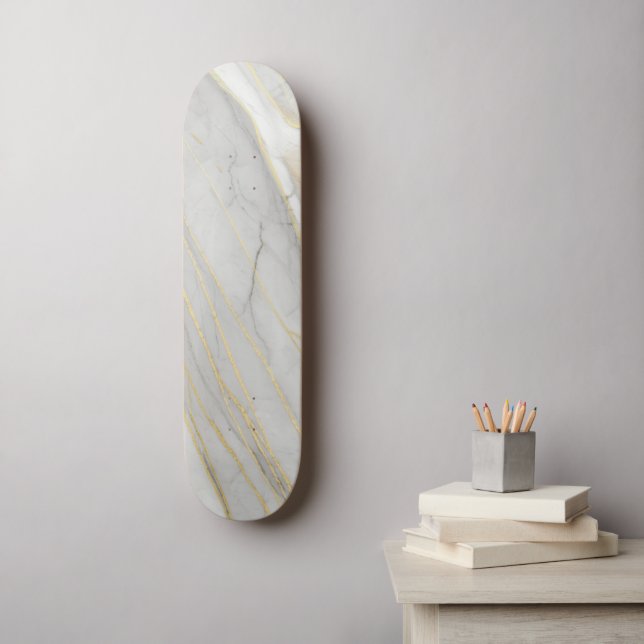 Skateboard Golden Veined Carrara Marble Texture (Arte de la pared)