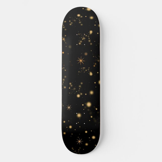 Skateboard Golden Yellow Stars Black Night Sky (Anverso)