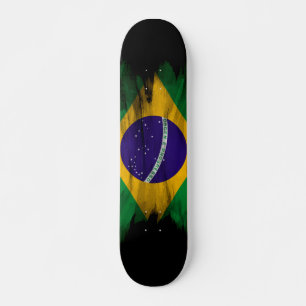 Skateboard Golpe de pincel de bandera de Brasil, bandera naci